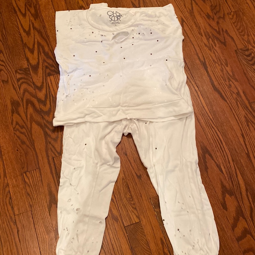 Chaser Studded Distressed sweatsuit